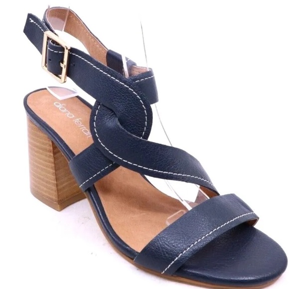 Size 37 NWT sandler navy sandals with block heels. Worn once only. - Picture 2 of 5